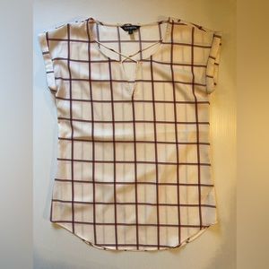 Express white plaid blouse size small